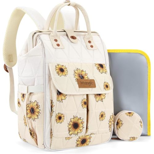 Wrangler Aztec Diaper Bag Backpack Western Backpacks for Moms Baby Essentials Bag with Twist-Lock Closure, Insulated Pockets, Portable Changing Pad, Stroller Straps, Pacifier Case