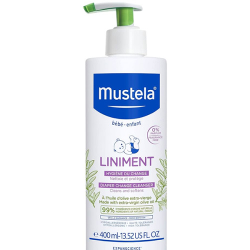 Mustela Liniment - No-Rinse Baby Cleanser for Diaper Change - with Extra Virgin Olive Oil - Fragrance-Free - 13.52 fl. Oz