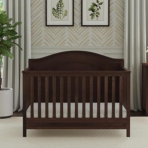 daVinci Charlie 4-in-1 Baby Crib Convertible to Toddler Bed, Daybed, Full-Size Bed, Easy Assembly - GREENGUARD Gold Certified - 4 Adjustable Mattress Heights, Conversion Kit Sold Separately - Espresso