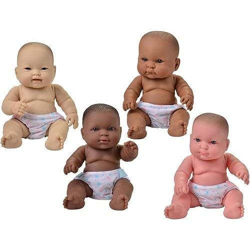 Constructive Playthings 10 Inch Huggable Multi-Cultural Baby Dolls, Multi-Ethnic Social Emotional Learning Toys for Kids, Set of 4