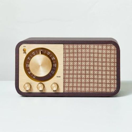 Small Wood Finish with Brass Retro Radio - Hearth & Hand™ with Magnolia