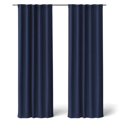 Mainstays Kids Navy Blue Solid Blackout Rod Pocket with Back Tabs Curtain Panel Pair, Set of 2, 30" W x 84" L