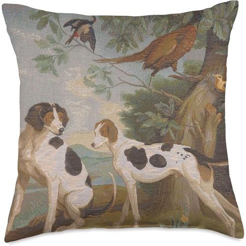 Hunting Dogs French Tapestry Woven Royal Dogs and Nature Throw Pillow