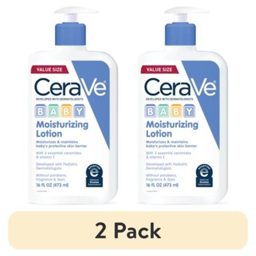 (2 pack) CeraVe Baby Lotion, Lightweight Moisturizing Face & Body Lotion for Baby and Toddler, 16 oz
