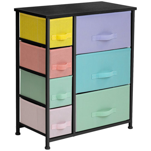 Sorbus 7 Drawers Dresser with Steel Frame and Wood Top in Pastel and Black Frame & Reviews | Wayfair