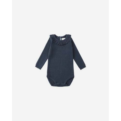 Ruffle Collar Bodysuit || Navy – Rylee + Cru