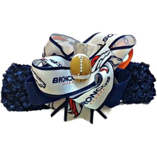 Broncos Baby Girl Boutique Bow Crocheted Headband