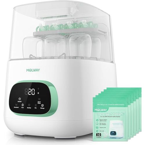 MOLWAY【Upgraded Baby Bottle Washer, Sterilizer and Dryer, All-in-One Pro Cleaning Machine for Bottles, Pump Parts & Baby Essentials, Effortless Care, Replaces Hand Washing