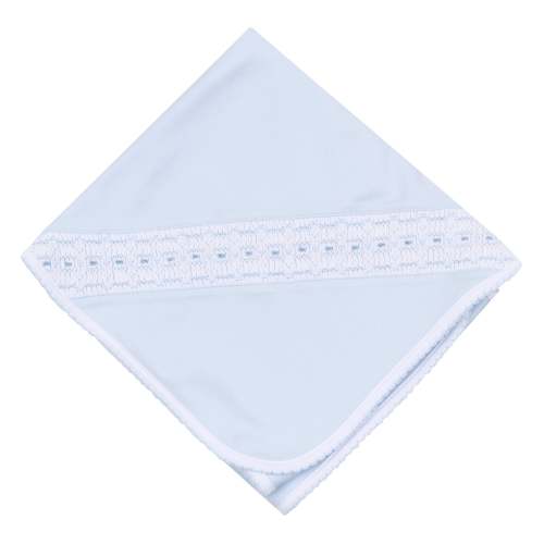 Landry Smocked Receiving Blanket - Light Blue