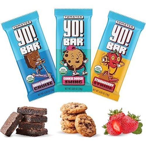 Yo! Bar by Bearded Brothers Vegan Organic Kids Bar | Gluten Free, Paleo and Whole 30 | Soy Free, Non-GMO, Low Glycemic, No Sugar Added, Fiber + Whole Foods | Variety 3 Flavor Pack | 25 Bars