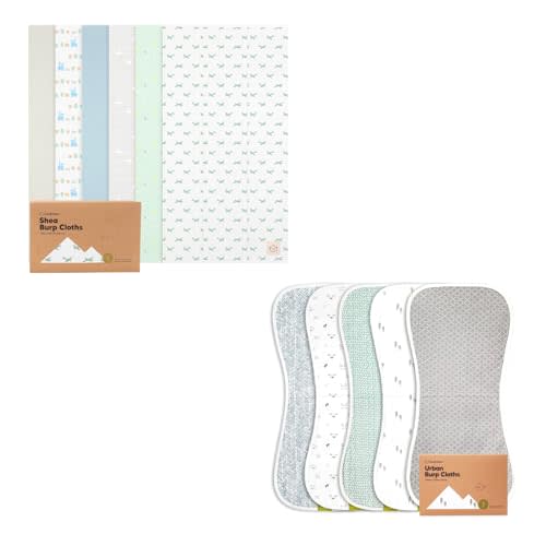 KeaBabies 6-Pack Organic Burp Cloths Baby Girl, Boy and 5-Pack Organic Burp Cloths for Baby Boys and Girls - Large Baby Burp Cloths, Ultra Absorbent Burping Cloth, Burping Cloths for Babies
