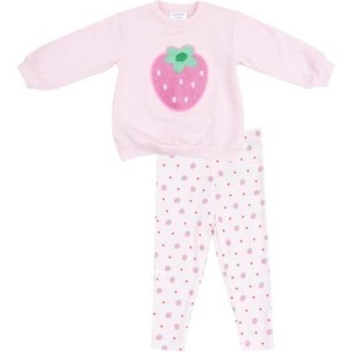 Oversize Applique Sweatshirt + Leggings, Strawberry Swiss Dot French Terry - Angel Dear | Maisonette