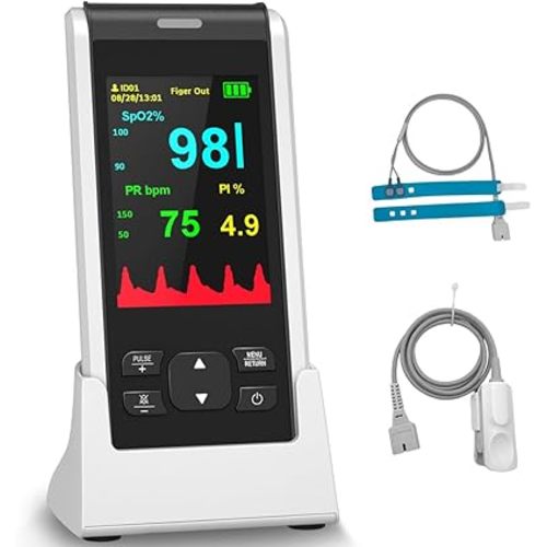 Pulse Oximeter HealthTree Infant Handheld Pulse Oximeter Oxygen Monitor Fingertip for Adult Baby, Rechargeable Oximeter with Overnight Continuous, Alarm