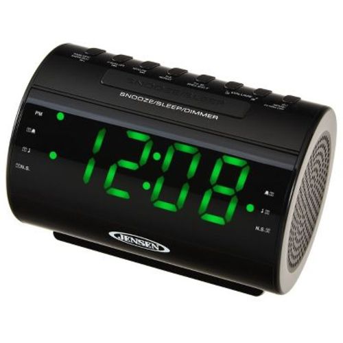 JENSEN AM/FM Digital Dual Alarm Clock Radio with LED Display, Nature Sounds, Aux-in: Built-In Speaker, 3.5mm Jack