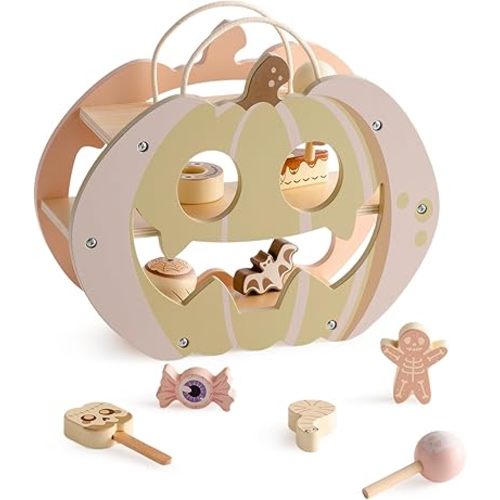 ROBOTIME Toy Food – Play Food Sets for Kids Kitchen, Pretend Food Play Kitchen Accessories, Play Kitchen Food Candy Playset with Carry Rope & Candy Rack