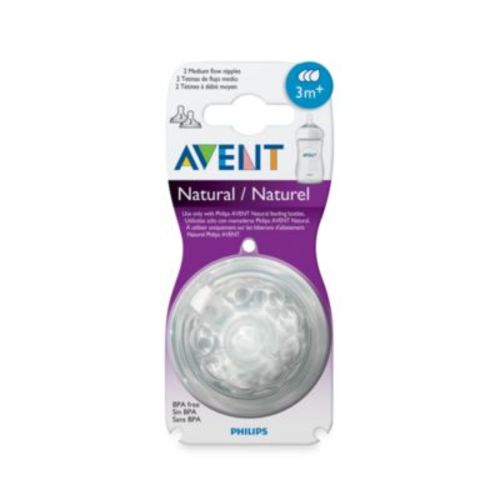 Philips Avent 3 Month+  2-Pack Medium Flow Natural Nipples - CLEAR - 2 PACK