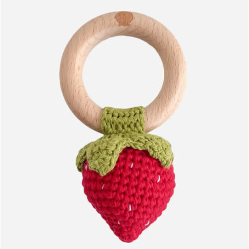 Strawberry Crochet Rattle Teether