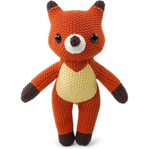 Knitted Fox Stuffed Animal,11 Inch Stuffed Animal Plush Fox Cute Animal Fox Toy for Girl,Soft Fox Toy Cotton Plush Knitted Stuffed Animals Birthday