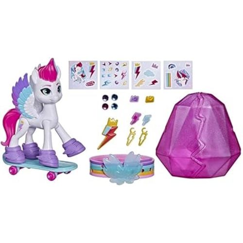 My Little Pony: A New Generation Movie Crystal Adventure Zipp Storm - 3-Inch White Pony Toy with Surprise Accessories, Friendship Bracelet