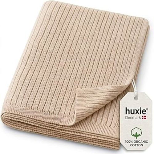 Knitted Organic 100% Cotton Baby Blanket- Swaddle Blanket, 30" x 40" Soft Receiving Blanket for Newborn (Fog)