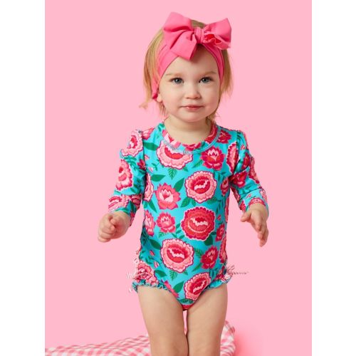 Floral Long Sleeve One Piece Rash Guard