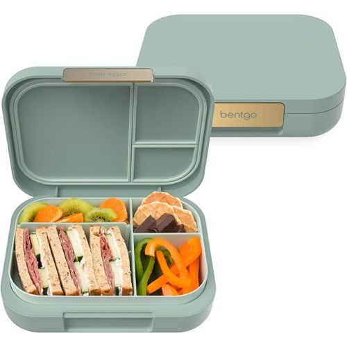 Bentgo Modern - Adult & Teen Bento Lunch Box; 3-4 Compartments, Leak-Resistant, 5.5 Cup Capacity/44 fl oz, Improved Locking Clips, Reusable, BPA-Free, Dishwasher/Microwave Safe Tray (Mint Green)