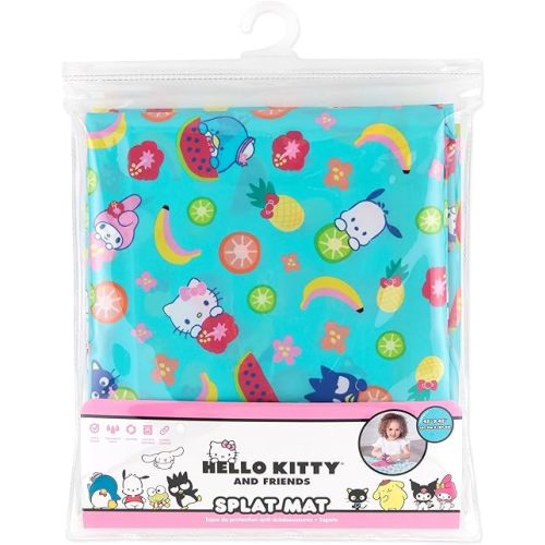 Bumkins Baby Splat Mat for Under High Chair, Babies Toddlers Eating Mess Mat, Waterproof Reusable Cloth for Arts and Crafts, Playtime for Kids, Floors or Tables, Fabric 42inx42in, Sanrio Hello Kitty