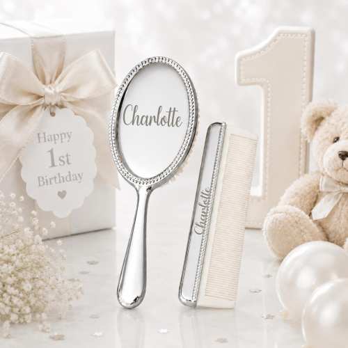Custom Silver Baby Brush Set – First Birthday Heirloom Gift