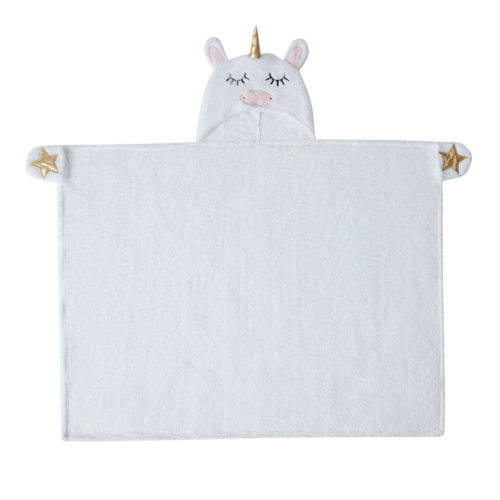Zoomie Kids Gilivary PAWZ By Zoomie Kids Kids Unicorn White Polyester Plush Hooded Throw | Wayfair