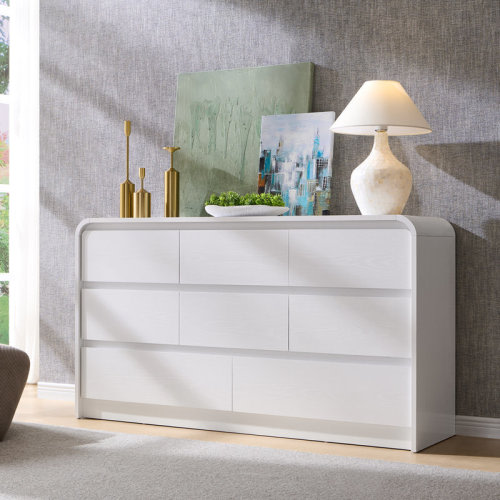 Ebern Designs Maud Modern 8 Drawers Dresser for Bedroom, 55" Wide Dressers & Chest of Drawers w/Curved Profile Design & Reviews | Wayfair