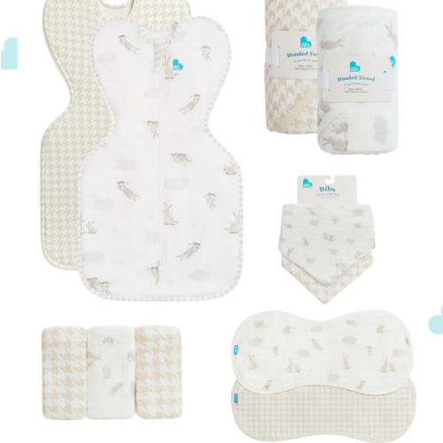 Newborn Ultimate Starter Bundle | Swaddle Up x2, Towel x2, Wash Cloth, Burp Cloths, Bibs | Houndstooth