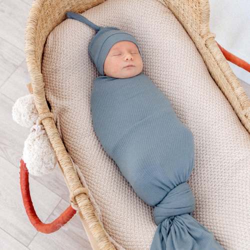 Rib Knit Swaddle Blanket - Atlantic