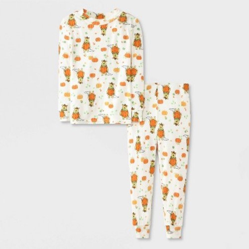 Baby Winnie the Pooh Pumpkin 2pc Long Sleeve Viscose Halloween Pajama Set - Cream 12M