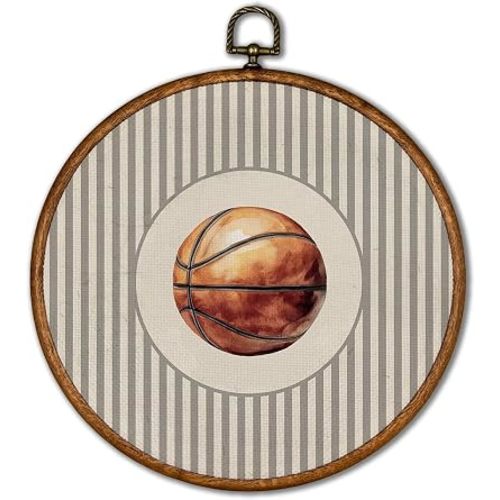 KSDUT Vintage Basketbal Sports Round Wall Art Decor 10"x10"