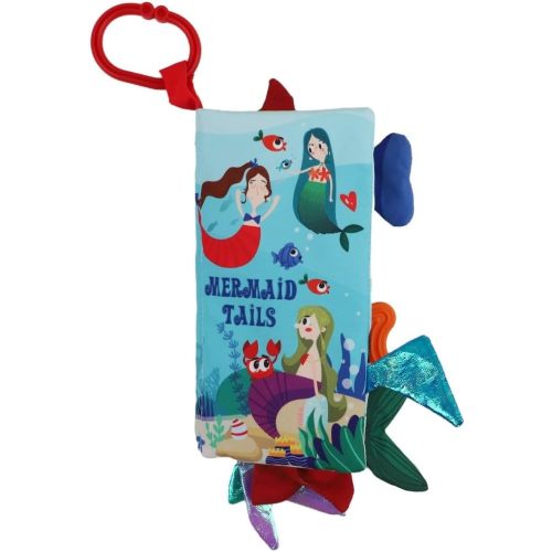 bebe mondo Fish Baby Books Toys 0-6-12-18 Months,Touch Feel Crinkle Soft Cloth Books for Babies Infant Newborn, Baby Girl Boy Shower Toys,Teething Teethers,Stroller Toy-Mermaid