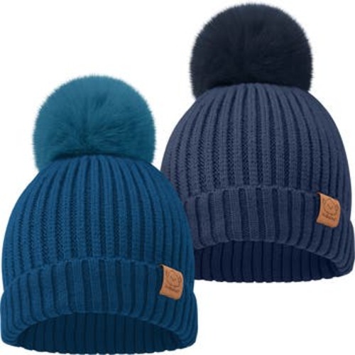 2-Pack Pom Knitted Beanie, Medium