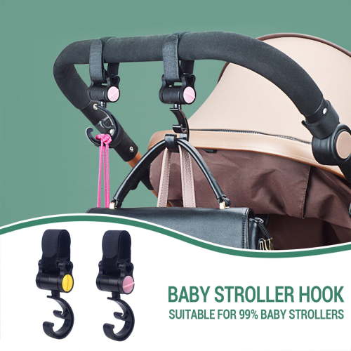 Baby Stroller Hooks, Multi Purpose Hooks Adjustable Hanger Mommy Bag Hooks for Hanging Diaper Bags,Purse,Stroller Organizer,Yellow