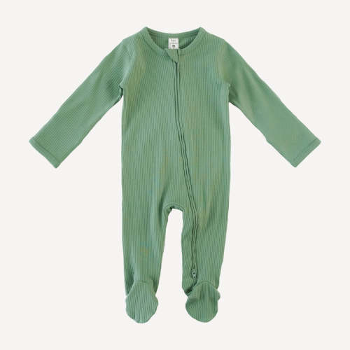 long sleeve two way zipper footie | hedge | organic cotton single rib – kate quinn