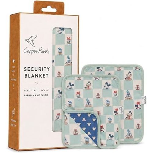 Copper Pearl 3-Layer Knit Security Blanket Set Sized 16" x 16" 2-Pack Mickey Mouse & Friends