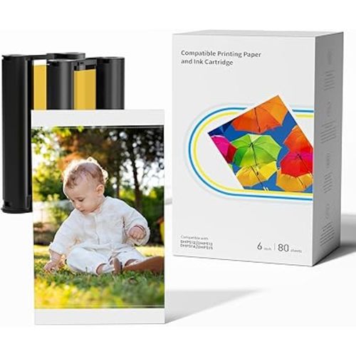 Compatible with Liene Amber M100 M110 4x6 160 Photo Paper & 4 Ink Cartridge