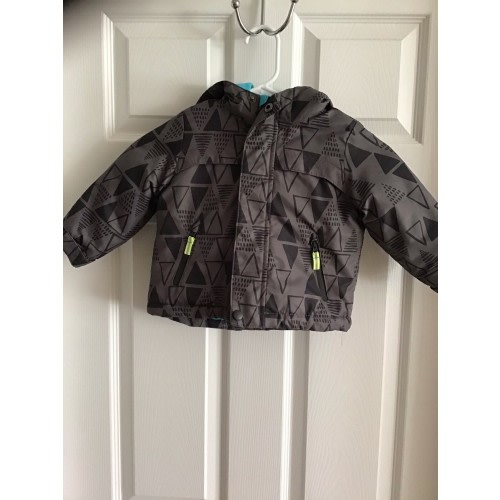 Cat & Jack Winter Coat Gray Hooded Warm Zipper Pockets Boys Toddler 18 M
