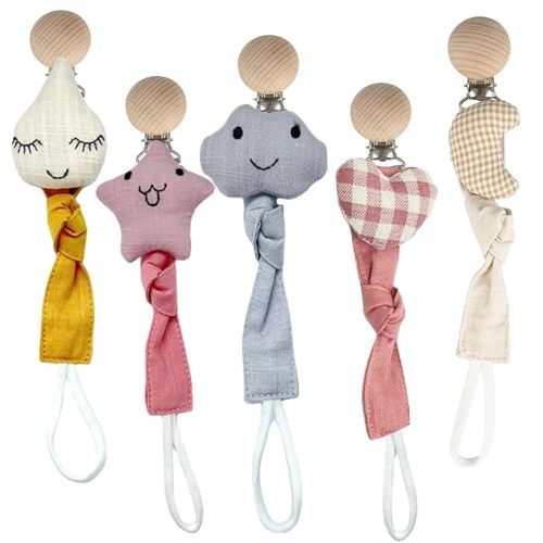 Pacifier Clips - 5 Pack Paci Holder Baby Boys Girls - B