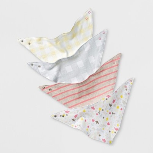 Baby Girls' 4pk Meadow Bandana Bib Set - Cloud Island™ White