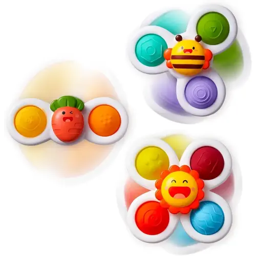 3PCS Suction Cup Spinner Bath Toy for 1 2 Year Old Baby Toys Spinning Top Baby Toys Sensory Toys for Toddlers 1-3 (Classic)