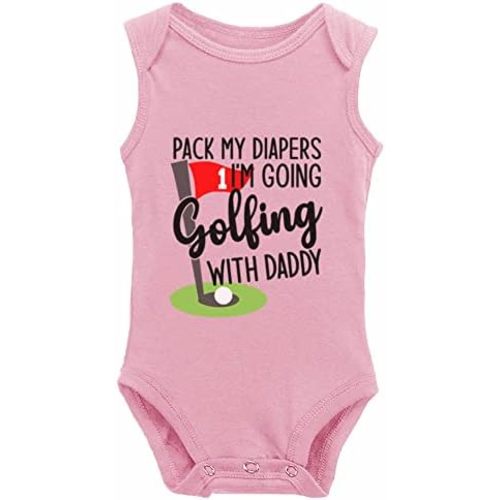Pack My Diapers I'm Going Golfing with Daddy Cute Toddler Rompers Unisex Baby Long Sleeve Bodysuit