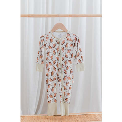 Zippered Romper in Football