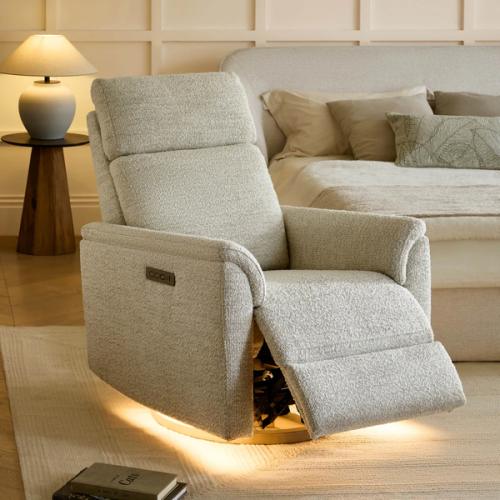 Lulla Power Swivel Nursery Glider Recliner with Power Headrest and Nightlight