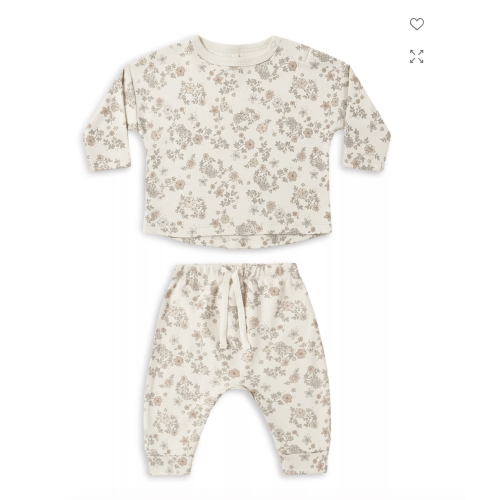 Quincy Mae Girls' Rowan Floral Cotton Top & Drawstring Pants Set - Baby