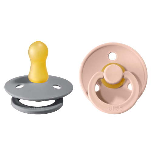 BIBS Colour Latex Infant Pacifier Size 1, 0-6 Months, Cloud/Blush, 2 Count