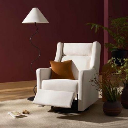 Babyletto Kiwi Plus Power Recliner and Swivel Glider with Power Adjustable Headrest and USB Port - Performance Cream Eco-Weave